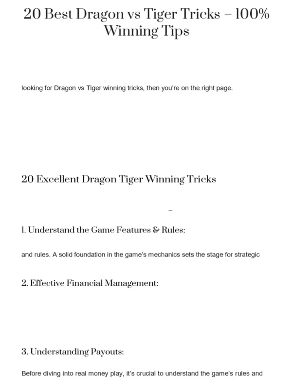 Dragon Tiger Rules – Complete Guide for Filipino Players at Panalobet